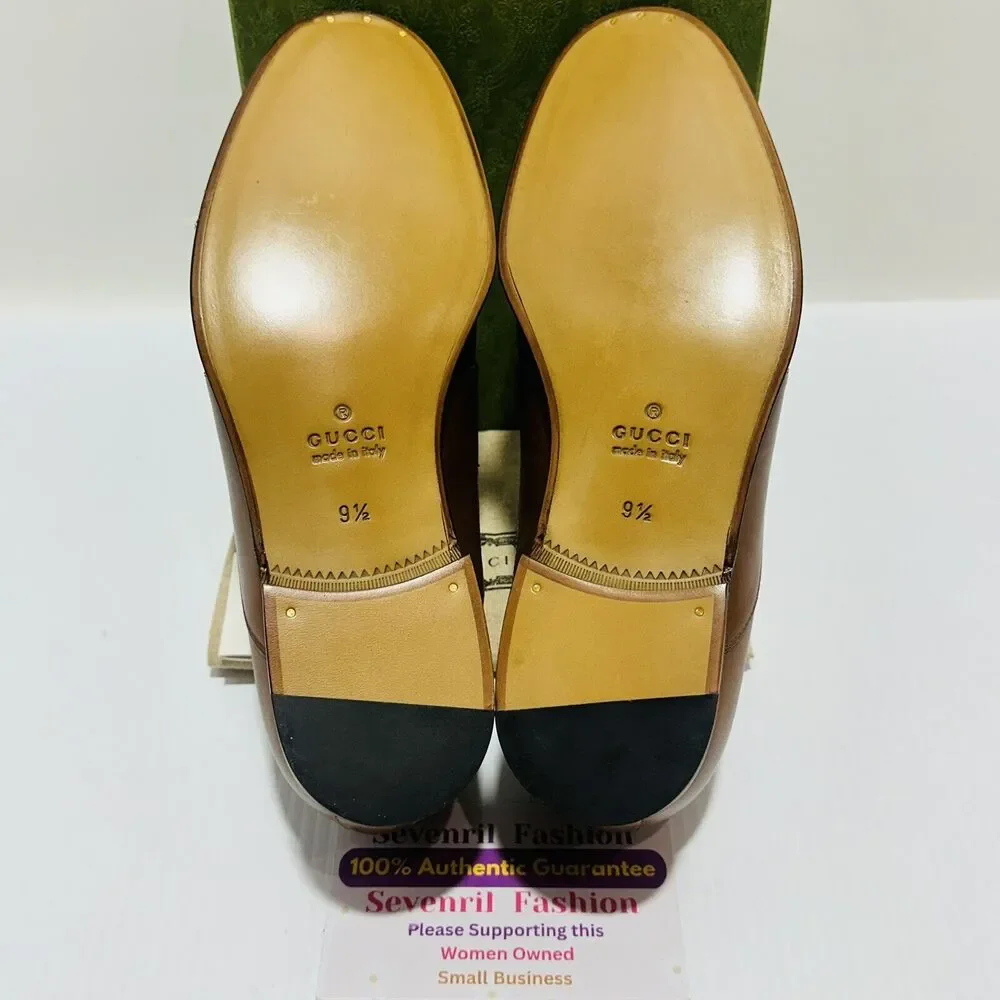Gucci Chain Interlocking GG 9.5/ US 10 Loafer Brown Italian Leather Shoe NIB